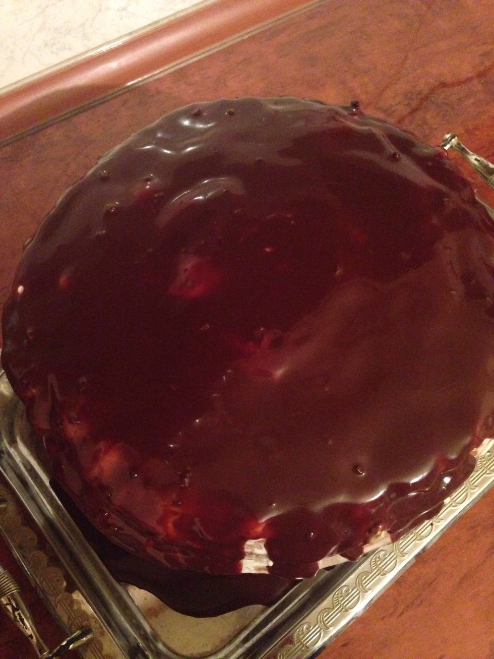 Pour over each layer and cover with your favourite ganache