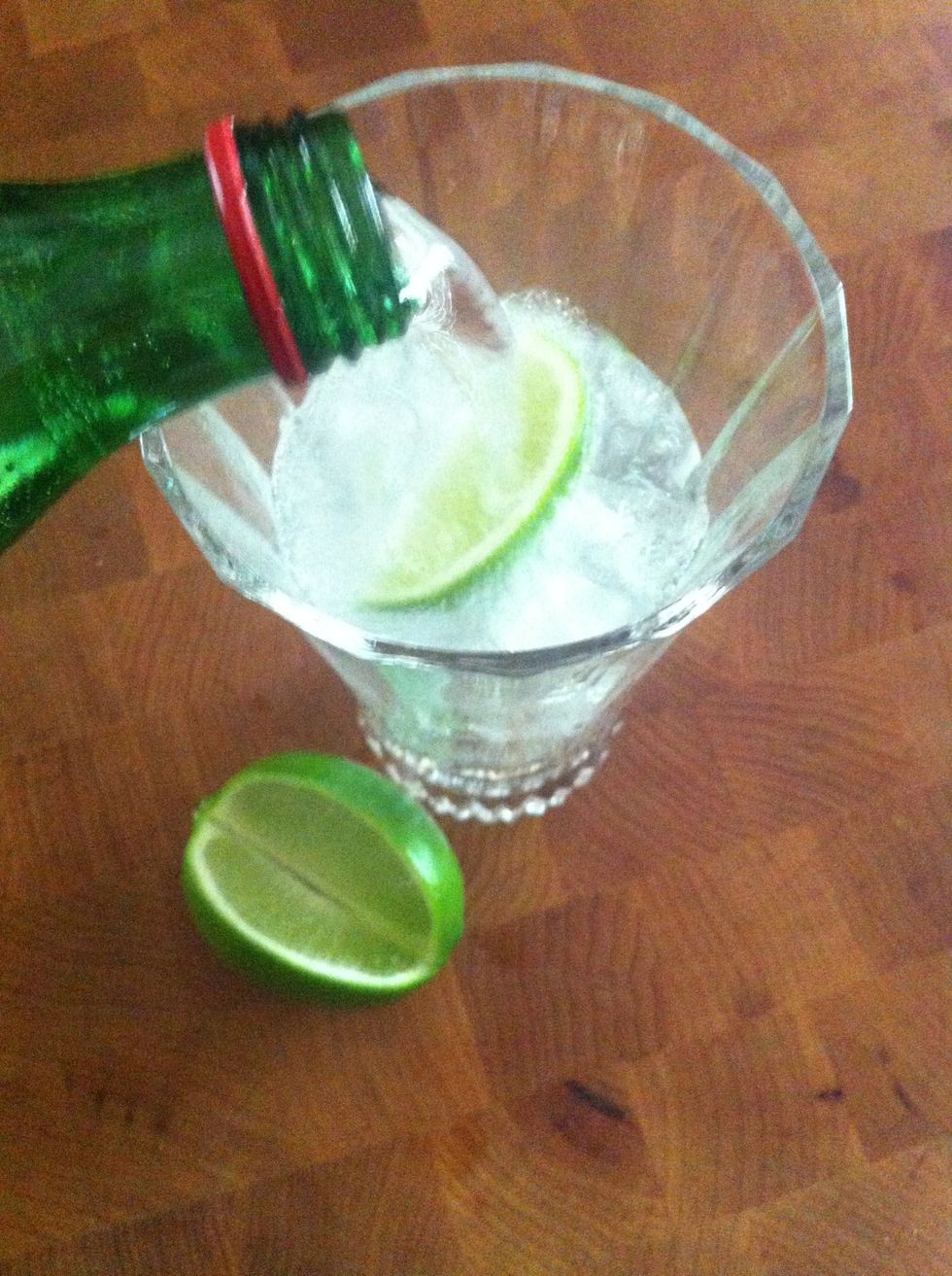Pour over filtered ice - add another slice of citrus for garnish.