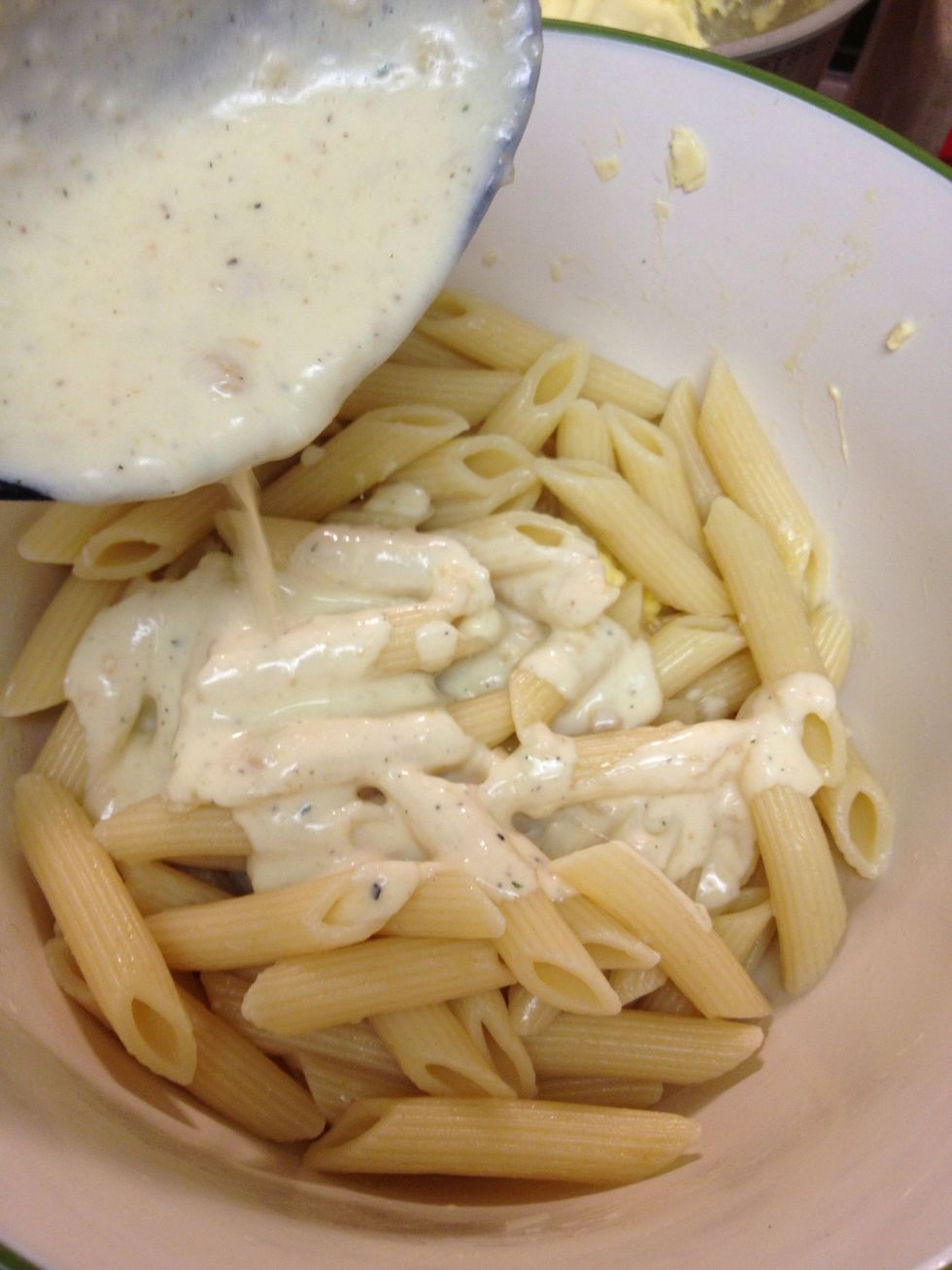 Pour over pasta, as much as you want! ( I didn't make too much pasta, so I had a lot of sauce leftover.)