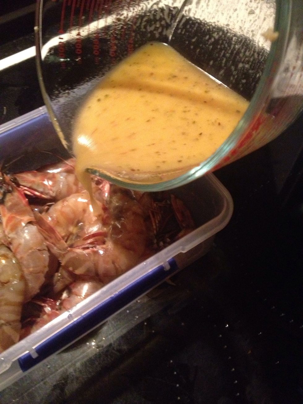 Pour over prawns
