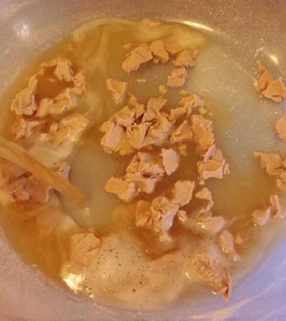 Pour over the water/beer and stir until the yeast dissolves.