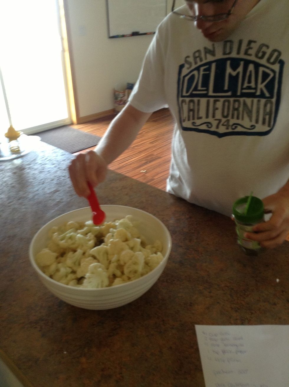 Pour place pepper over cauliflower