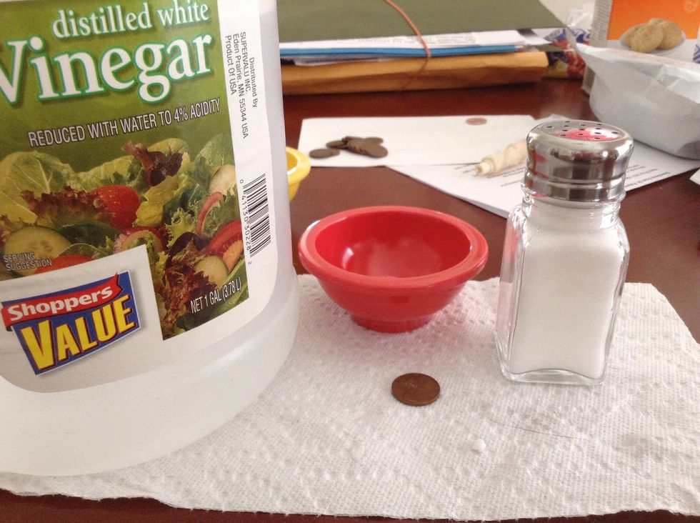 Pour salt and vinegar into a small bowl