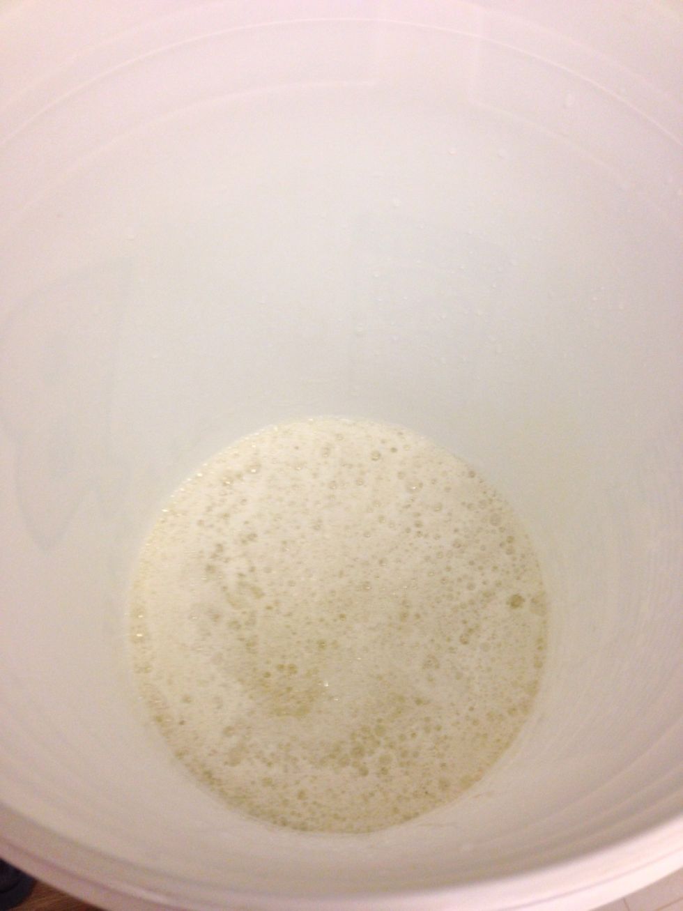 Pour soap into bucket.