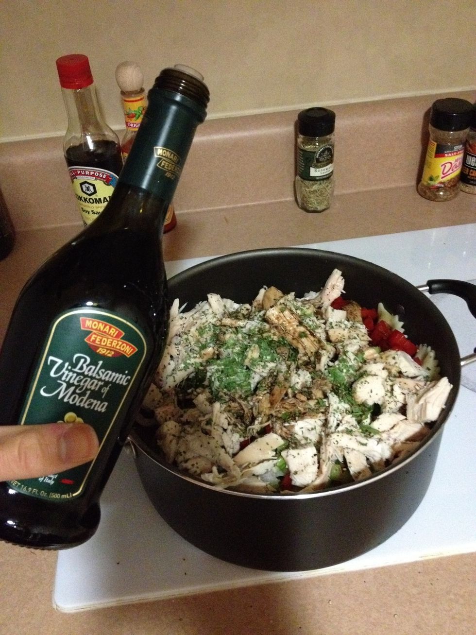 Pour some balsamic vinegar in.