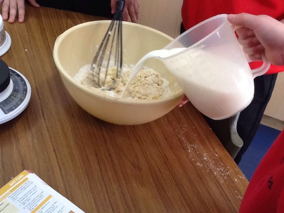 Pour some milk in