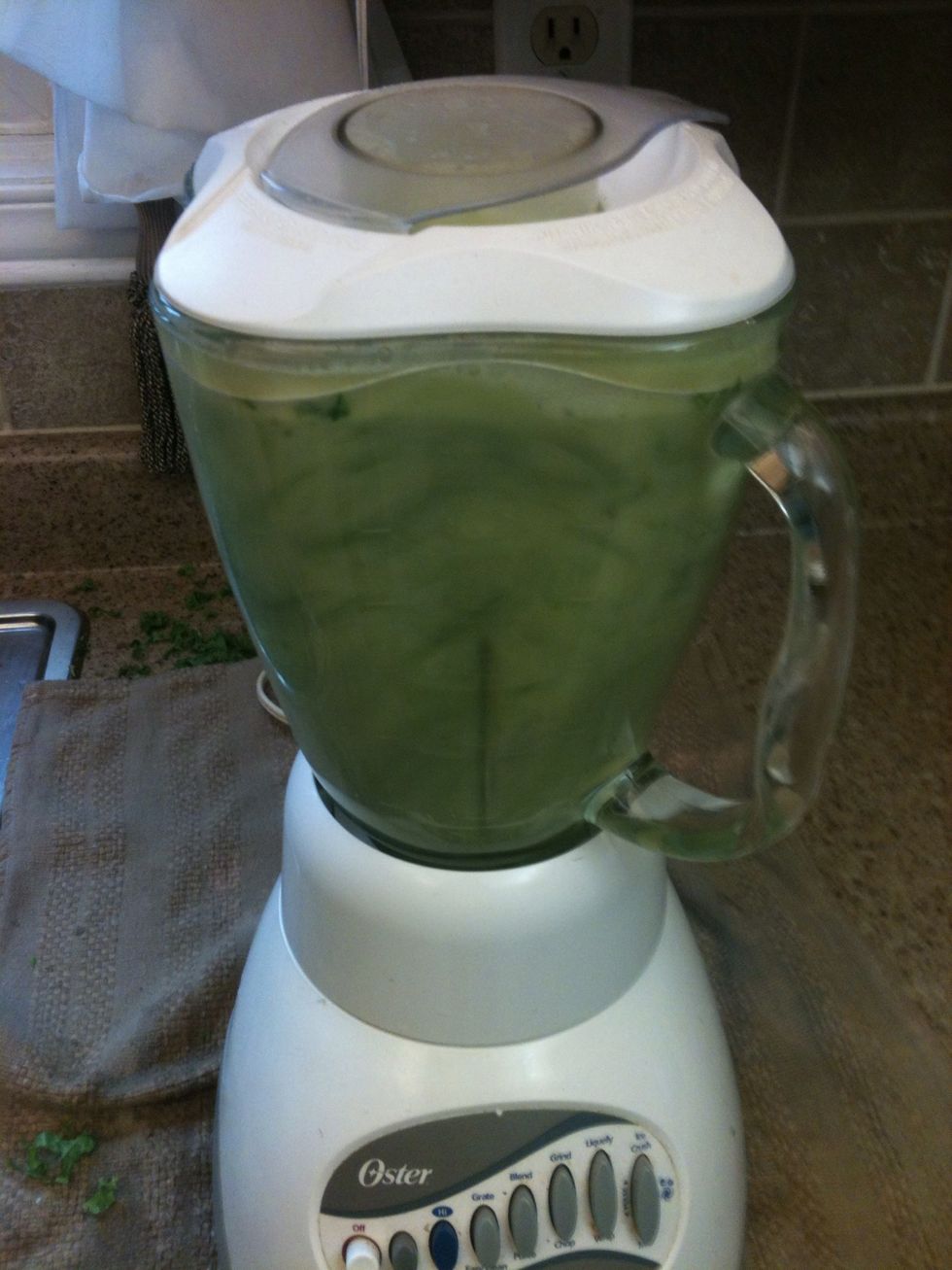 Pour that mix into a separate jug and add more water and greens! Blend away!!!