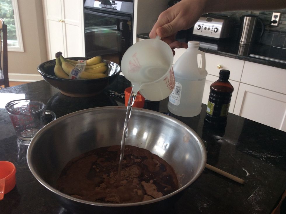 Pour the 2 cups of water into the mix