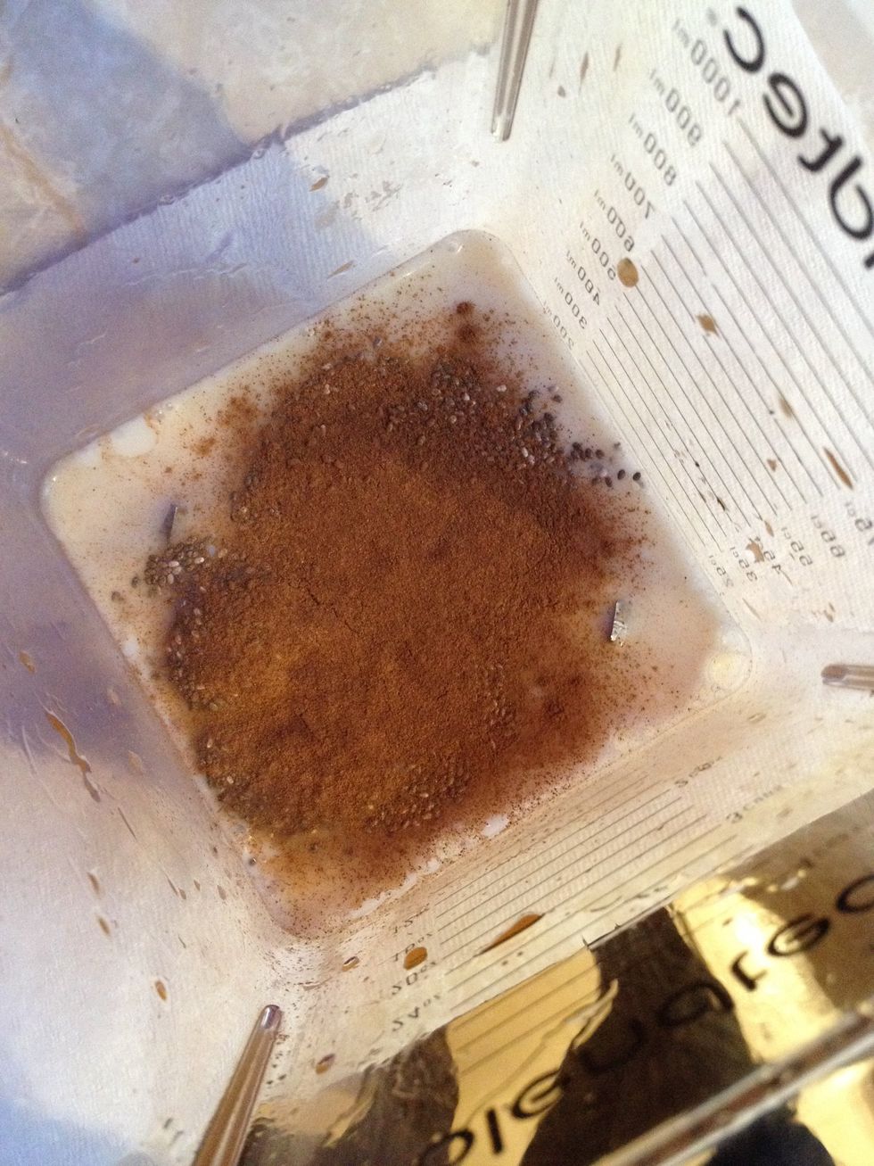 Pour the almond/coconut milk into blender. Add the banana, chia seeds, cinnamon, peanut butter, and ice. Cover blender and mix on medium speed until mixture is smooth.