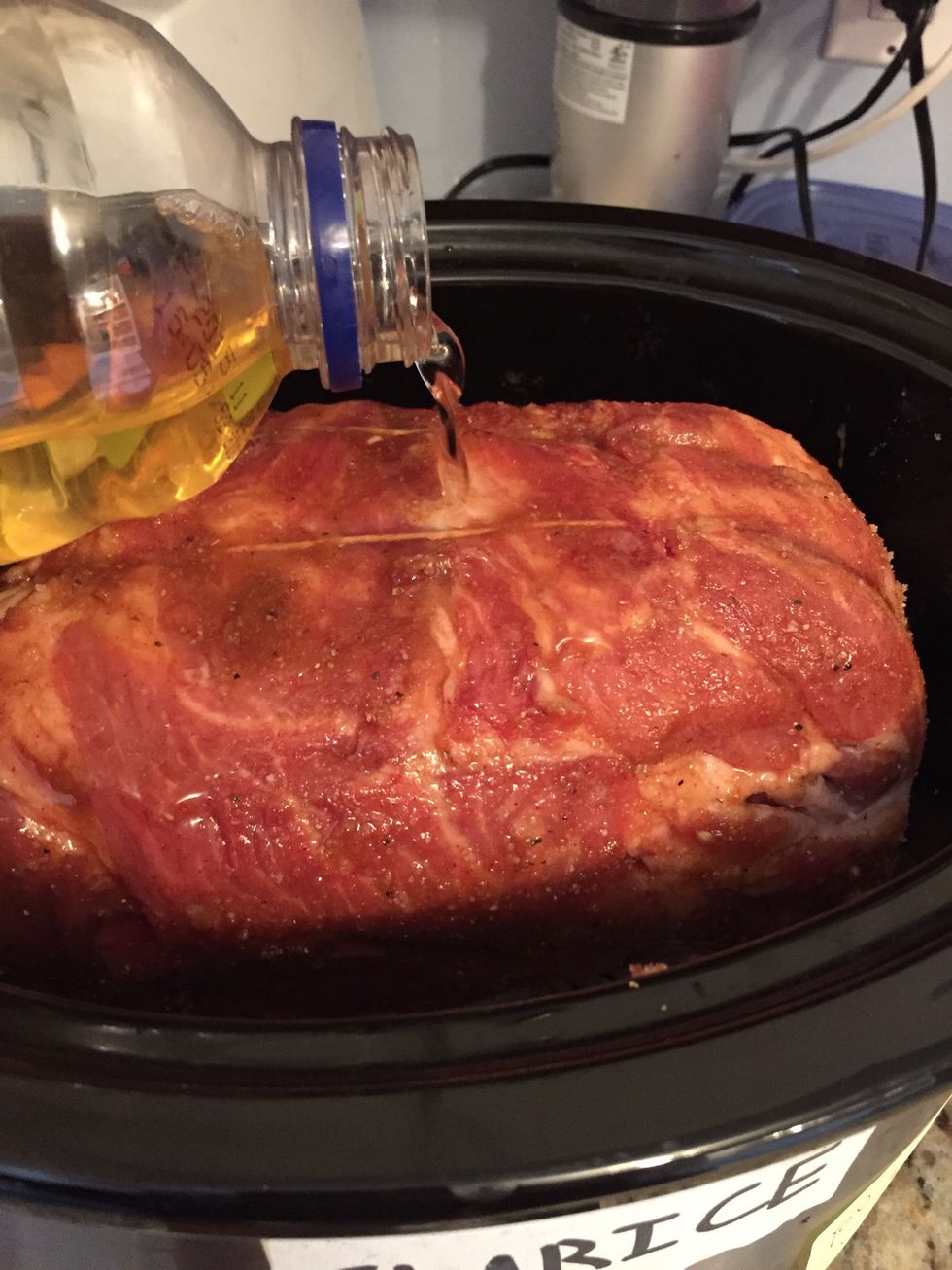 Pour the apple juice in