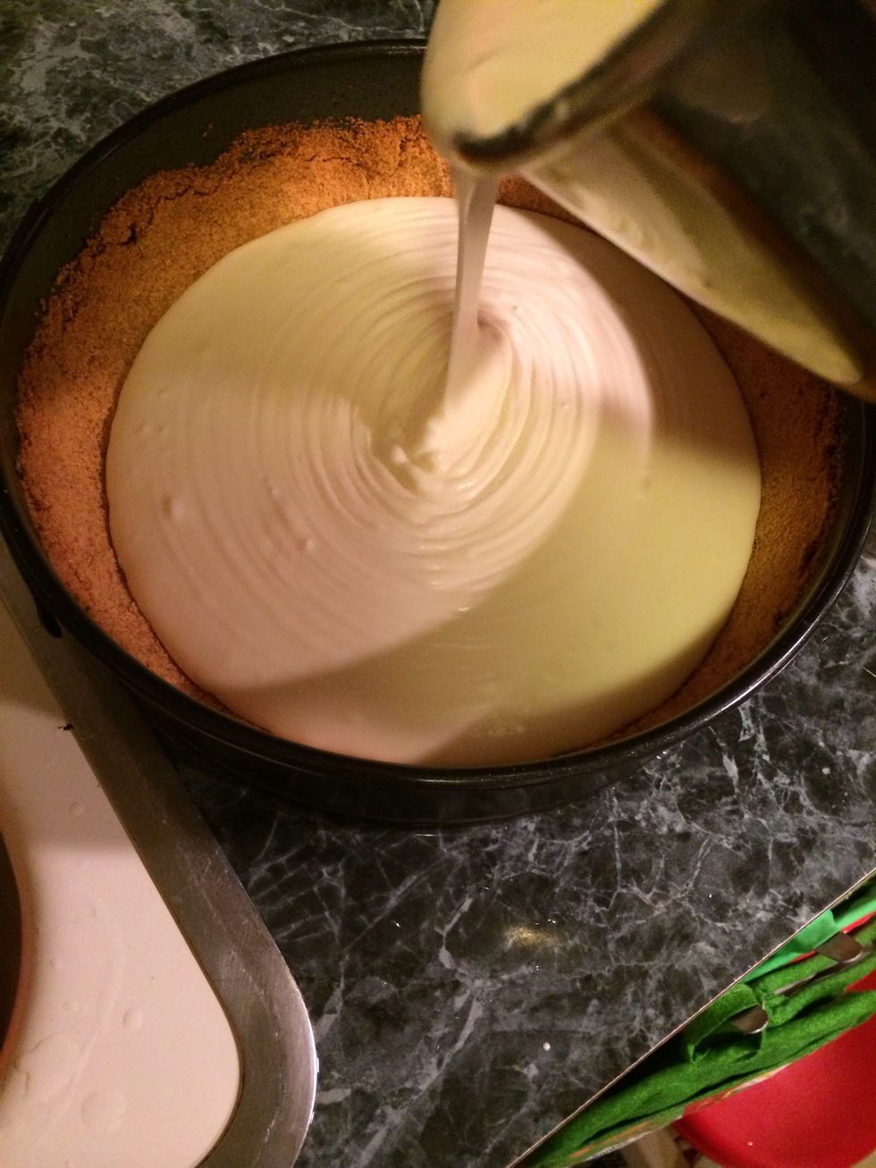 Pour the batter in the springform pan.