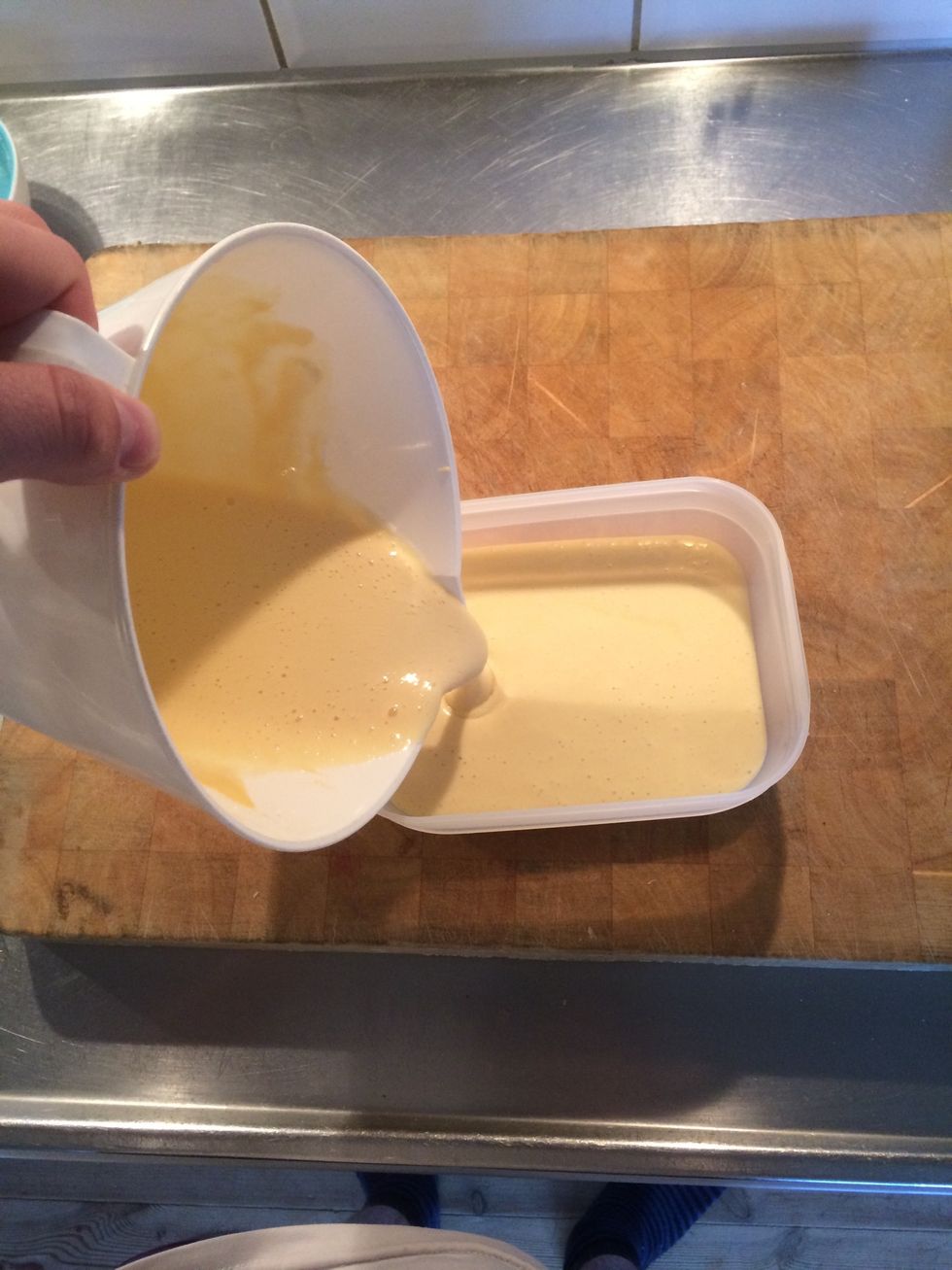 Pour the batter into a bowl.