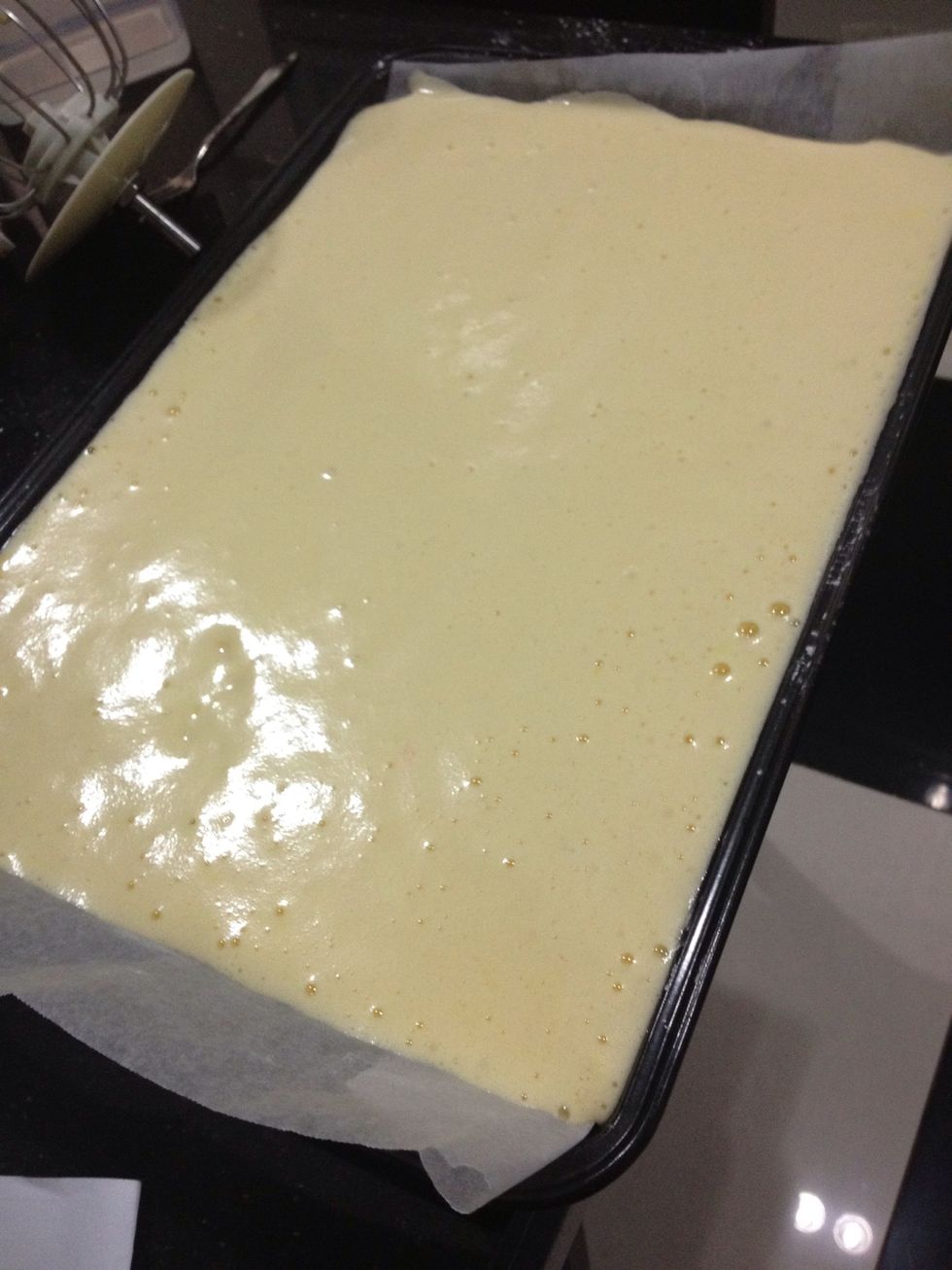 Pour the batter into the pan and make it smooth and even as possible. Bake for 12-14 minutes.