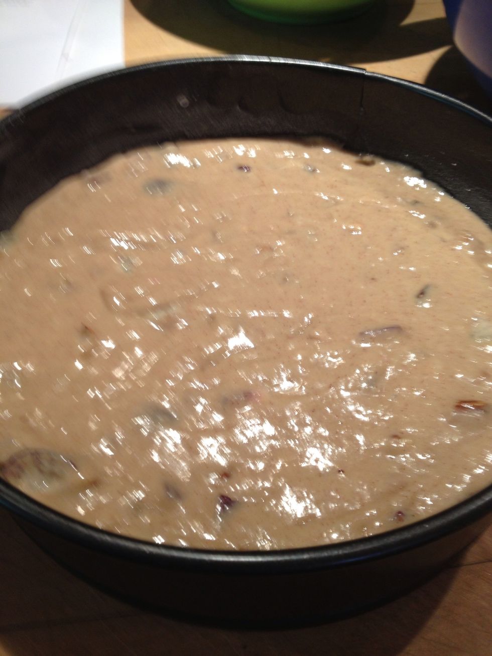 Pour the batter into the prepared pan and bake about 45 minutes to 1 hour, until golden and baked through.