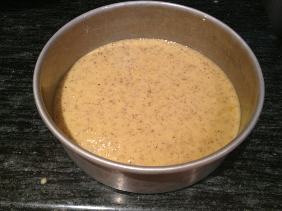 Pour the batter into the prepared pan.