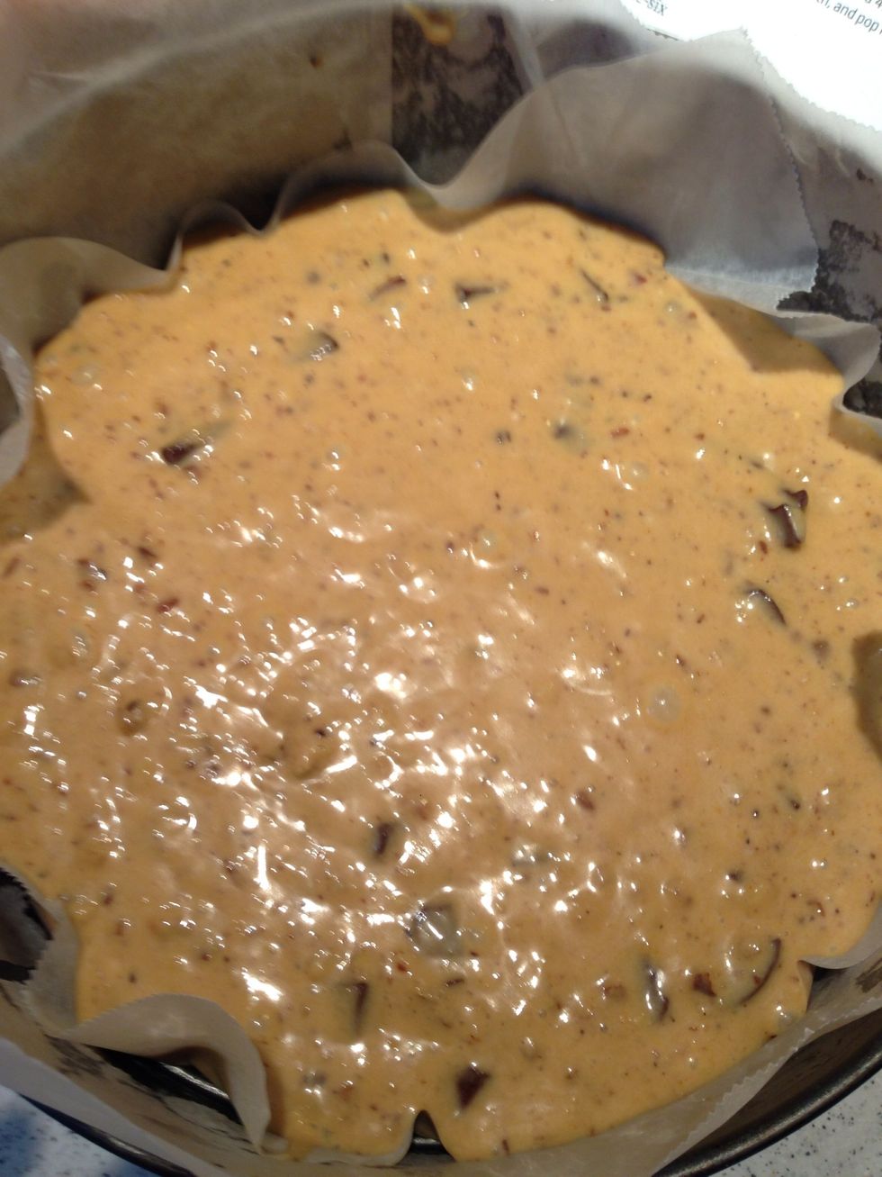 Pour the batter into the tin. Bake for 35mins.