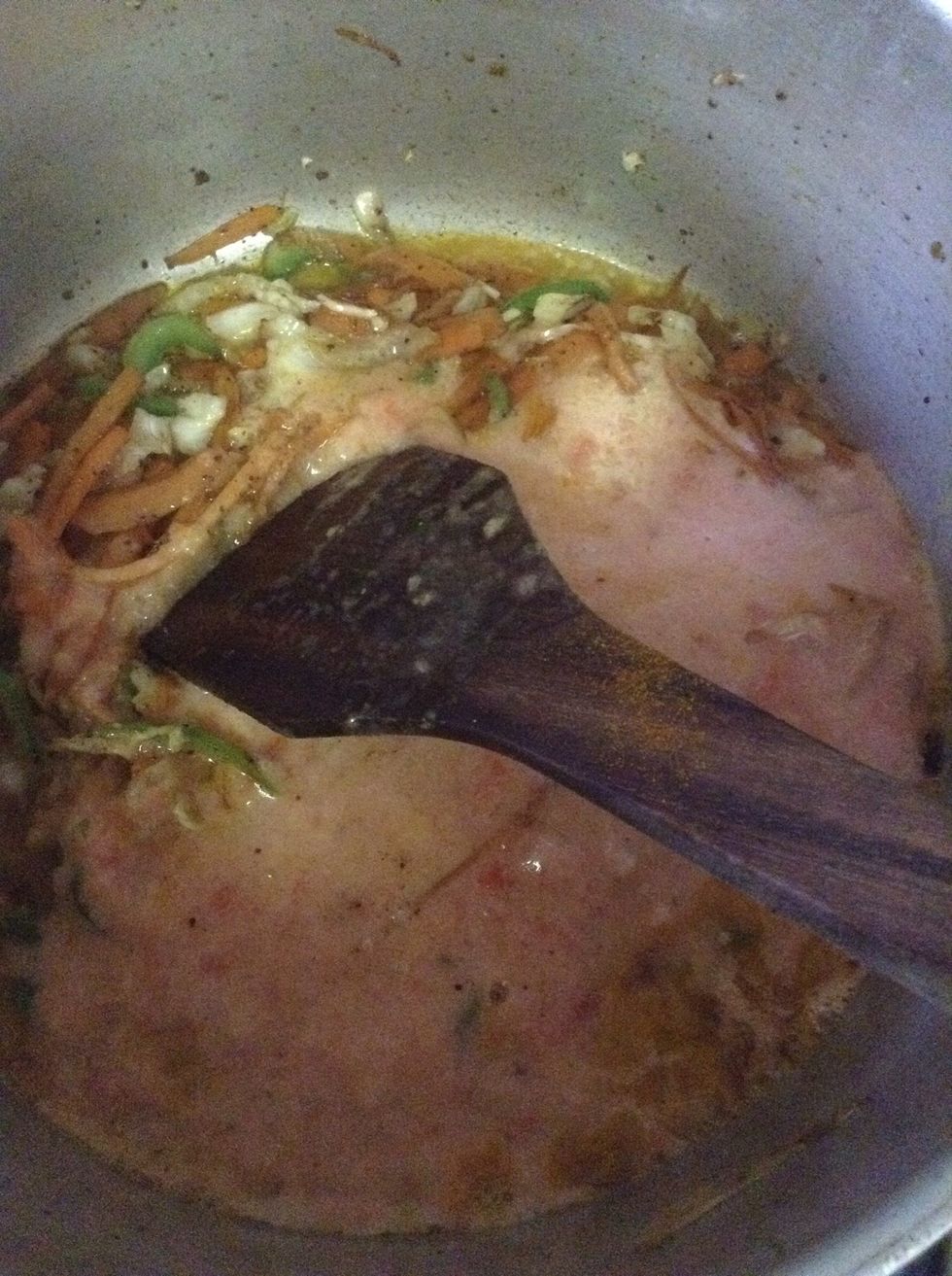 Pour the blended mixture in the pan