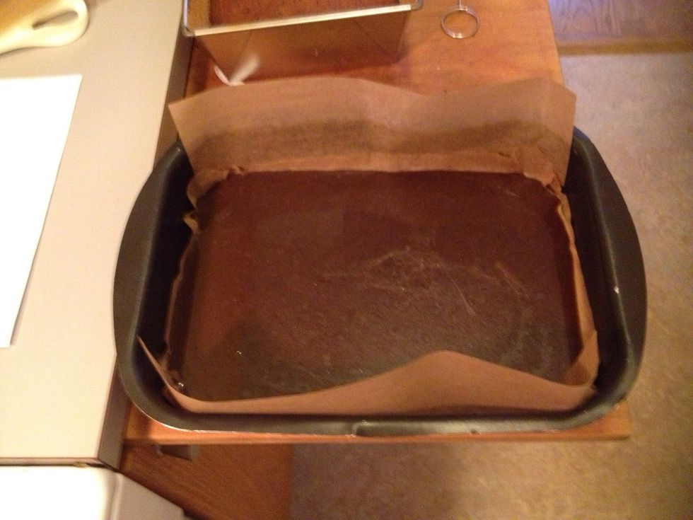 Pour the candy into a pan with parchment paper and let it cool. Now comes the really sticky (tricky) part....