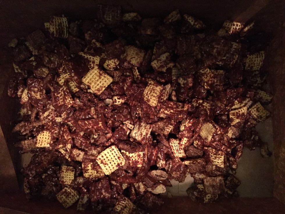 Pour the chex into a bag