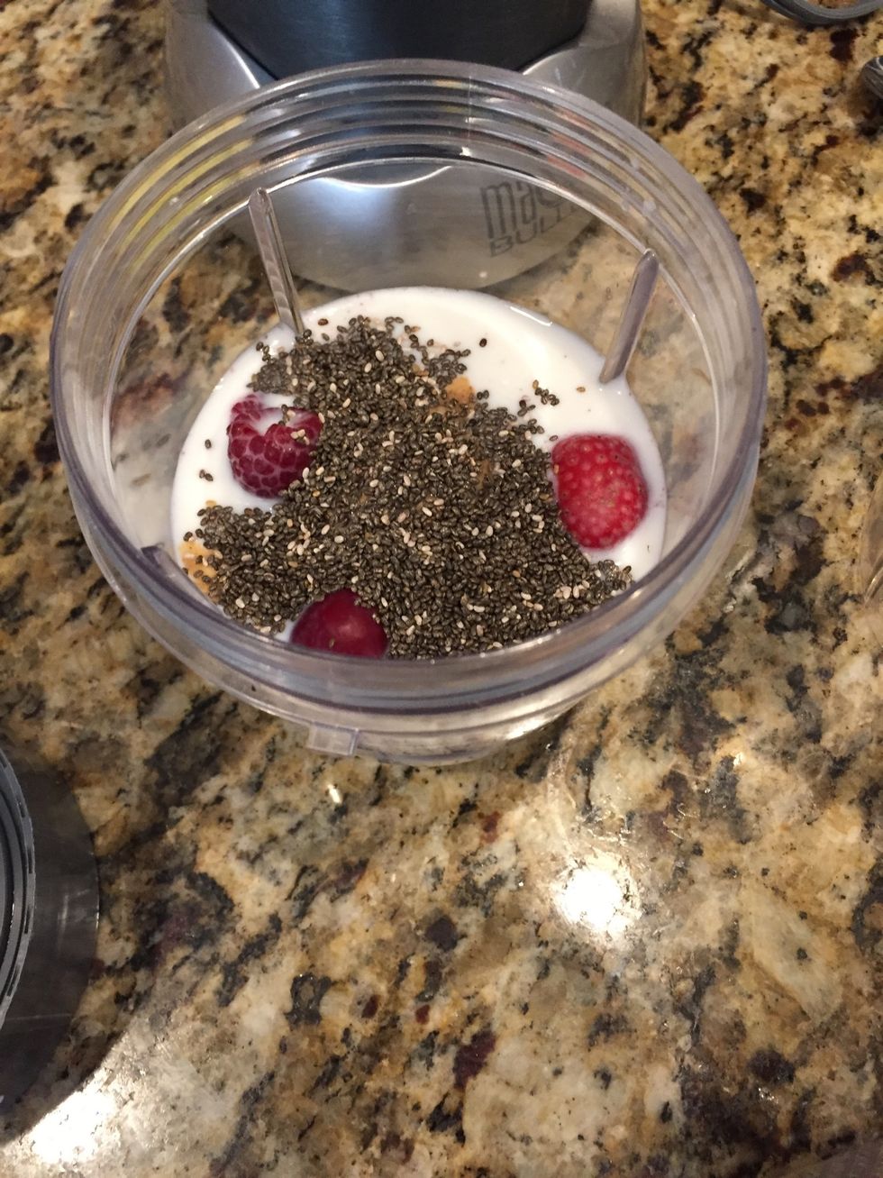 Pour the chia seeds in the cup too. Chia seeds include great fiber!