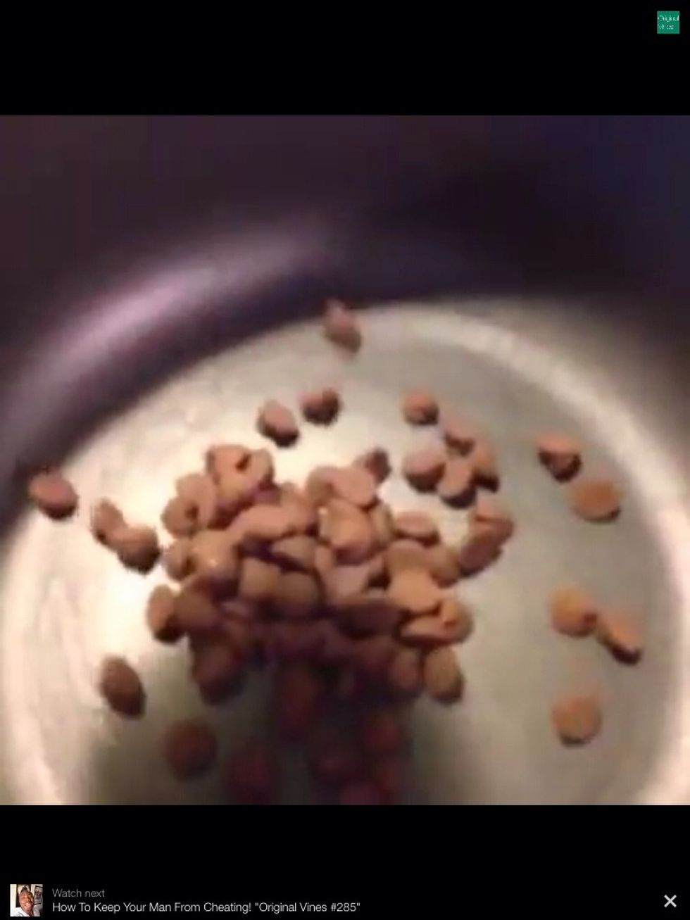 Pour the choc chips into a bowl.