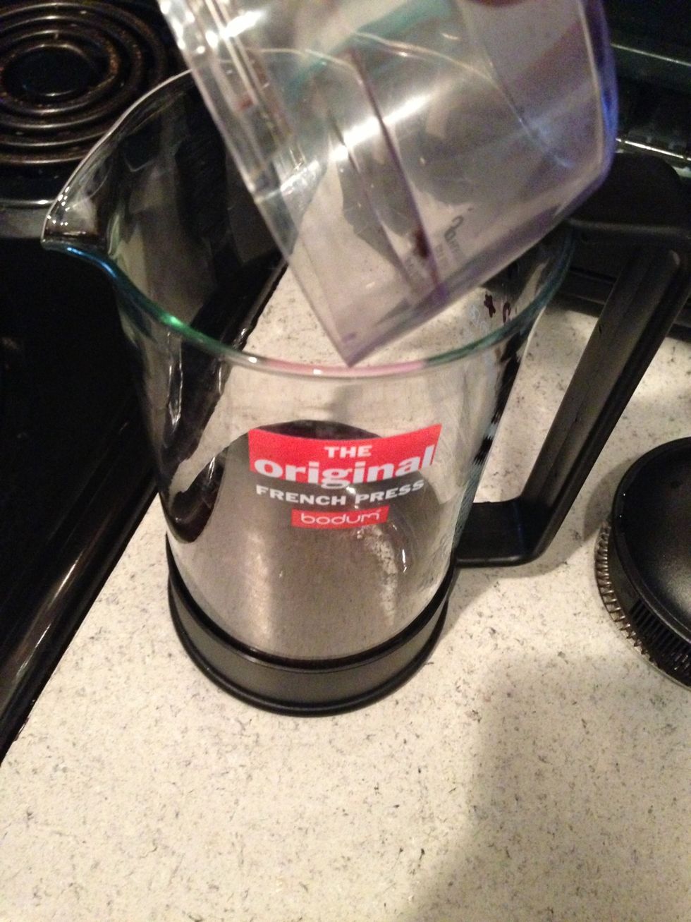 Pour the coffee into the coffee press