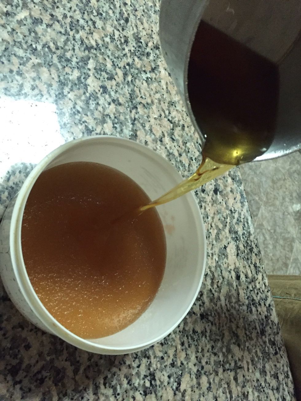 Pour the cooked liquid in set gelatin