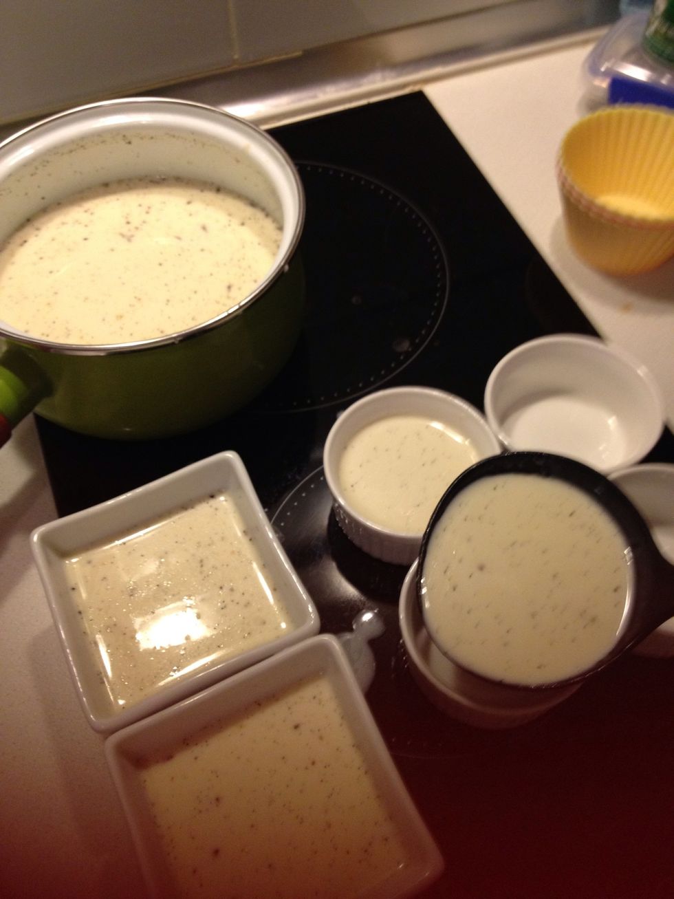 Pour the cream into mold. I love using ramekins, and cup cake silicone mold.\u2764 make a several shape for different uses \ud83d\ude01