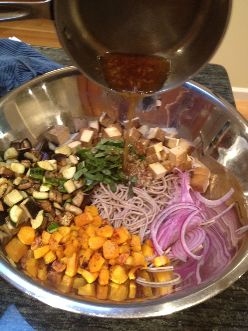 Pour the dressing on top.