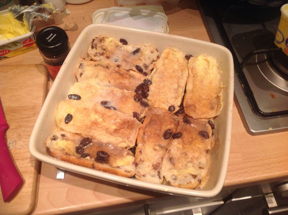 Pour the egg and milk mixture over the top and bake for 30 to 45 minutes