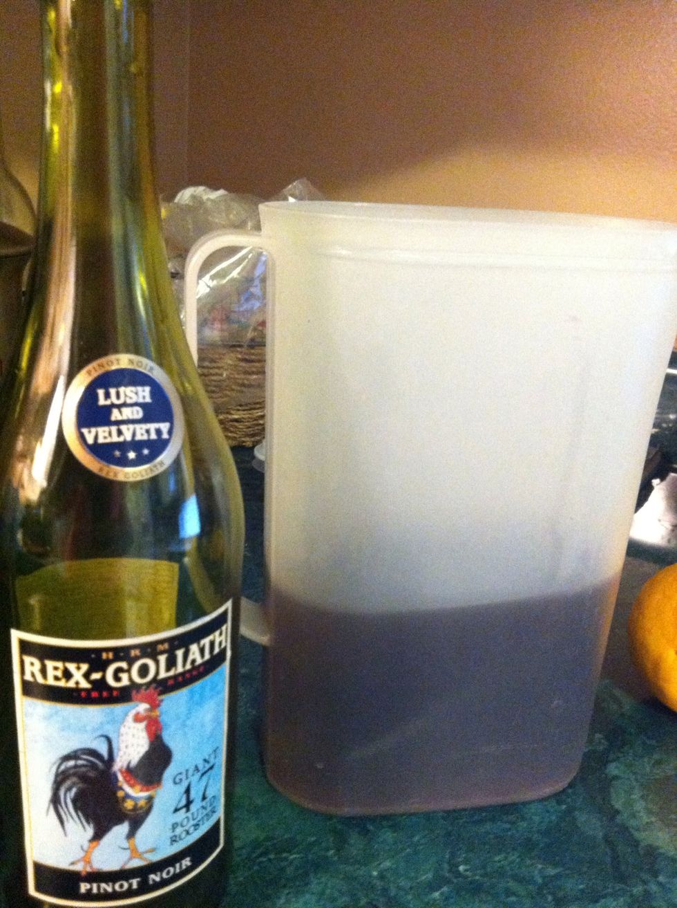 Pour the entire bottle into a pitcher (I used a 2 quart pitcher here)