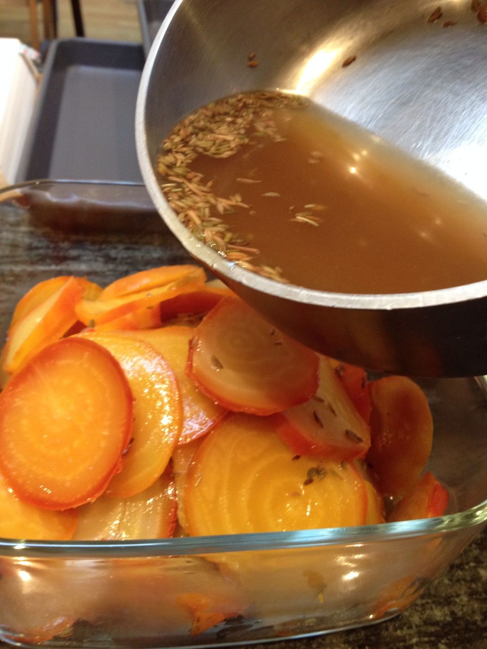 Pour the hot marinade over the beets. Let cool.