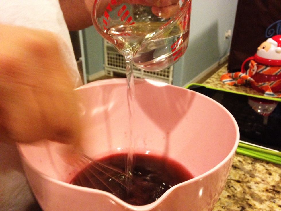 Pour the ICE COLD 1 cup of water into the bowl
