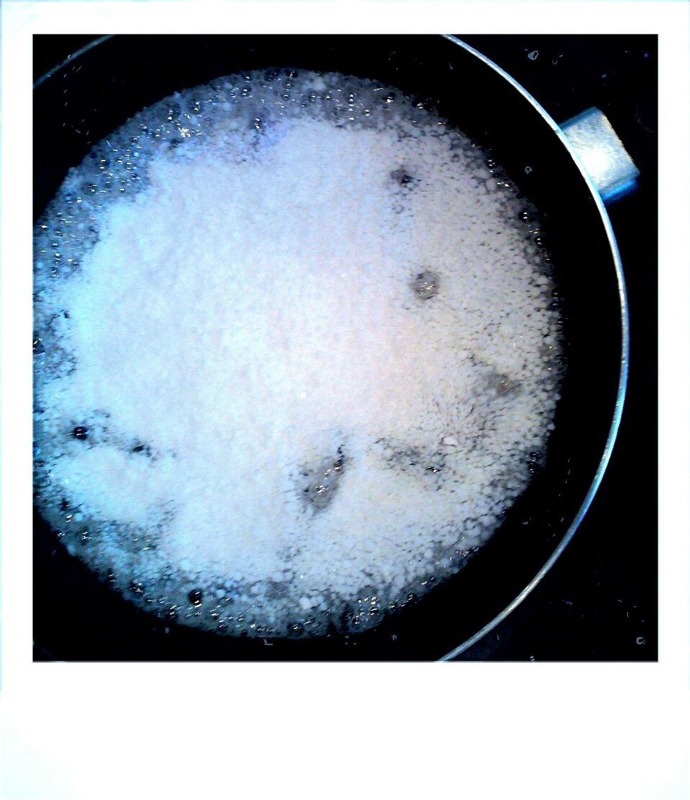 Pour the isomalt in a non-stick pan. Place on stove on medium high heat. WATCH CAREFULLY! The isomalt will start to turn to liquid form