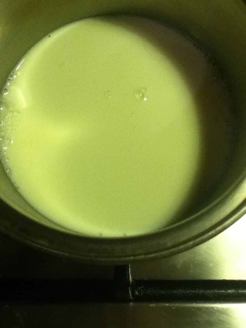 Pour the milk in a saucepan (sorry the light makes it look yellow)