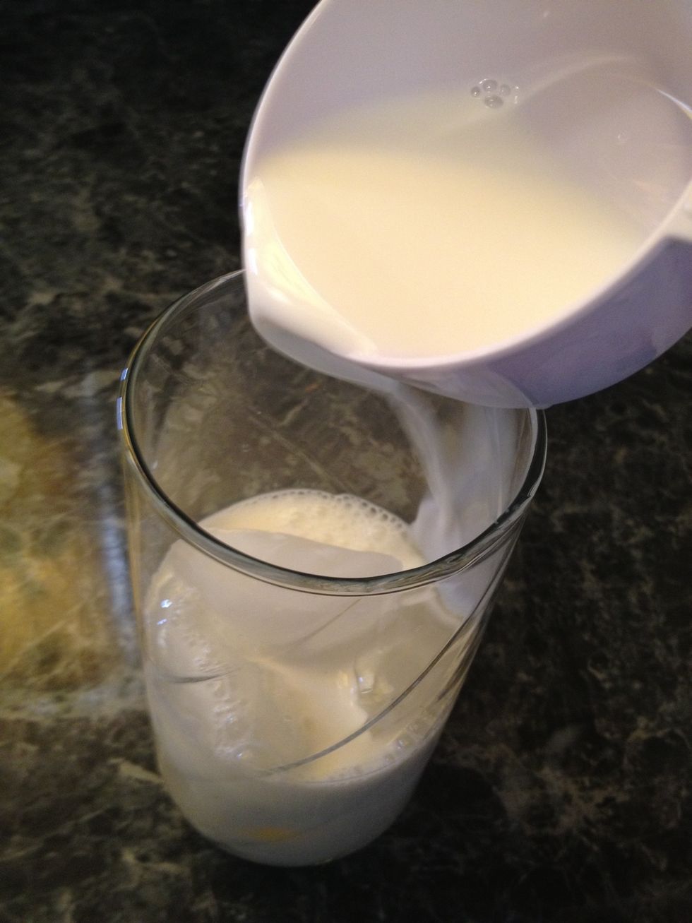 Pour the milk inside the glass