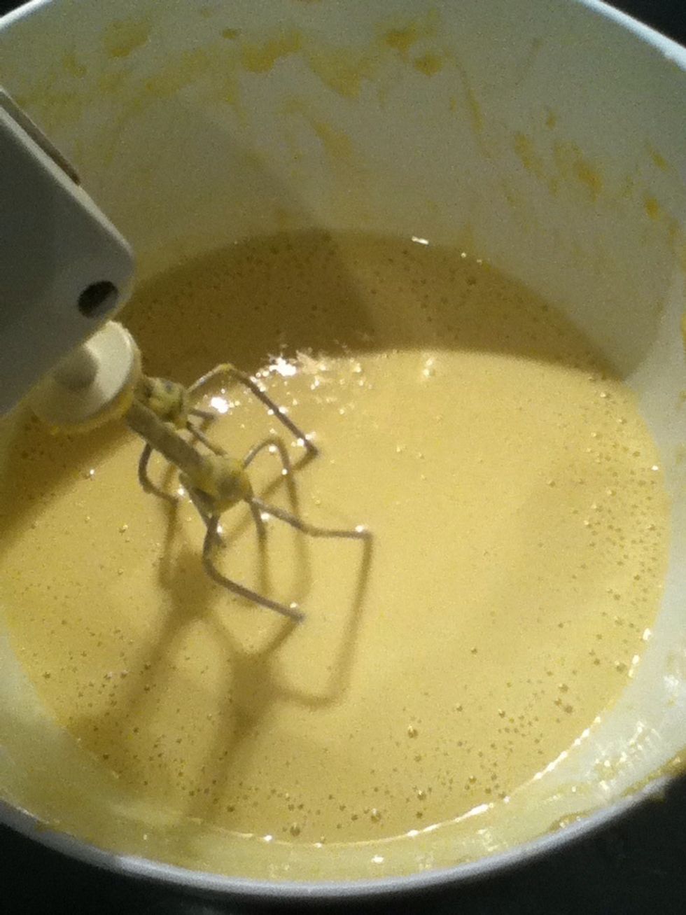 Pour the milk into the ball and mix. I used a little less milk then in the recipe :)