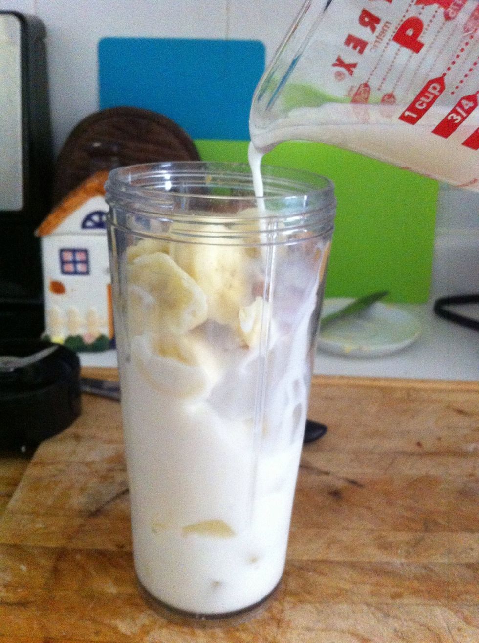 Pour the milk into the blender