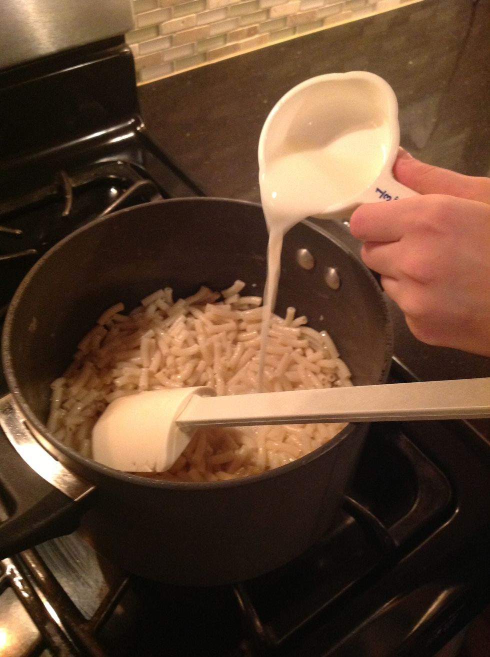 Pour the milk into the pan