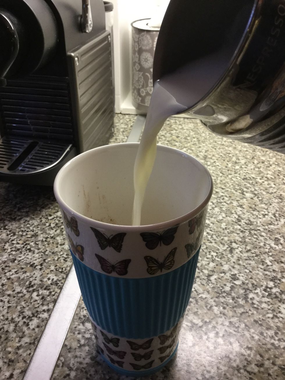 Pour the milk into you cup