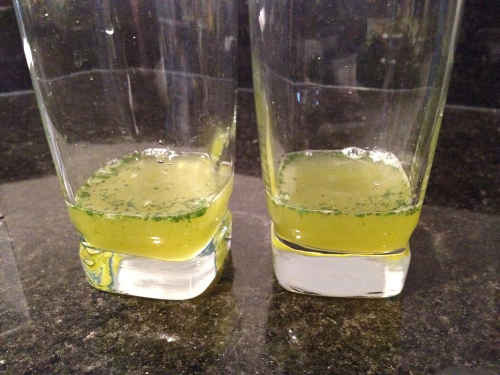 Pour the mix into your glass. (Note: unfortunately I didn't have short glasses handy so I used bigger ones.)