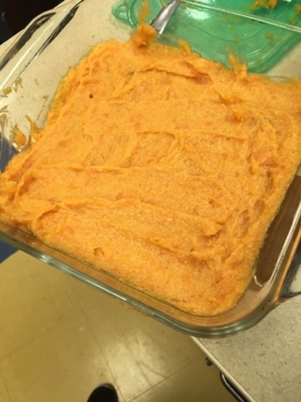 Pour the mixture in a small 8'' square glass pan