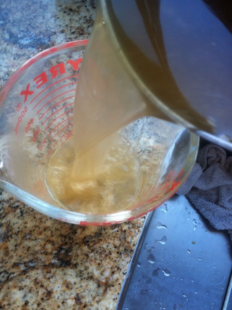 Pour the mixture into a measuring bowl to easily pour into the glass jar.