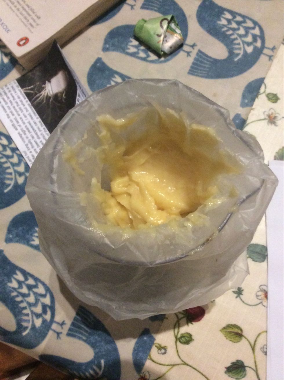 Pour the mixture into a piping bag and add a twist at the top