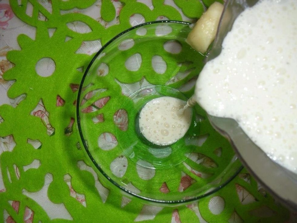 Pour the mixture into the cup