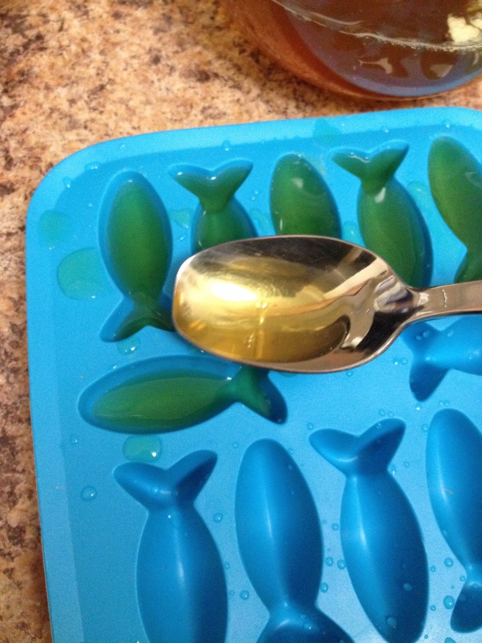 Pour the mixture into the moulds (candy, baking, chocolate, ice moulds, etc) using a spoon.