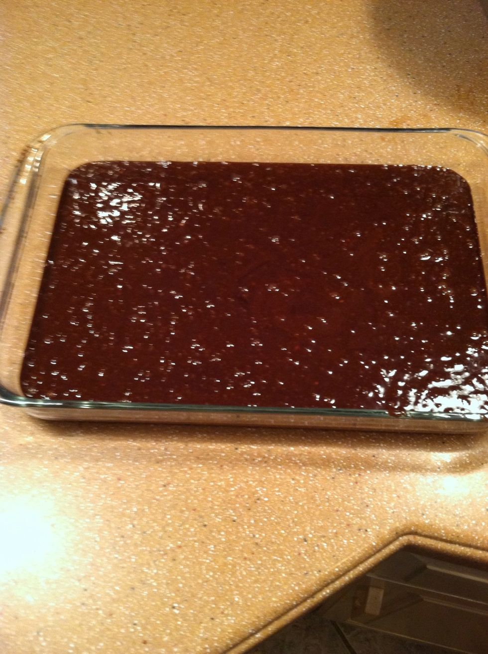 Pour the mixture into your greased pan