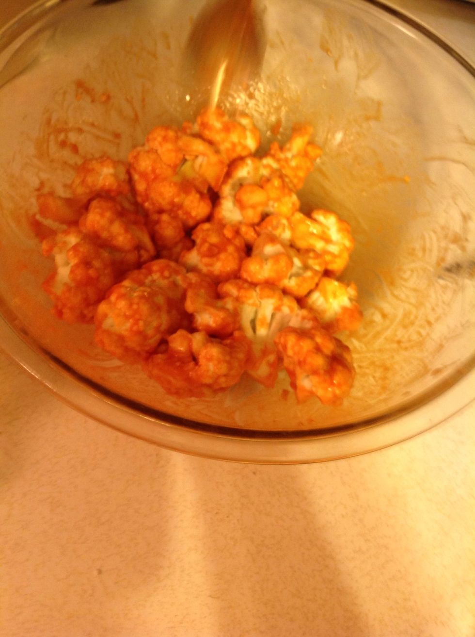 Pour the mixture over cauliflower