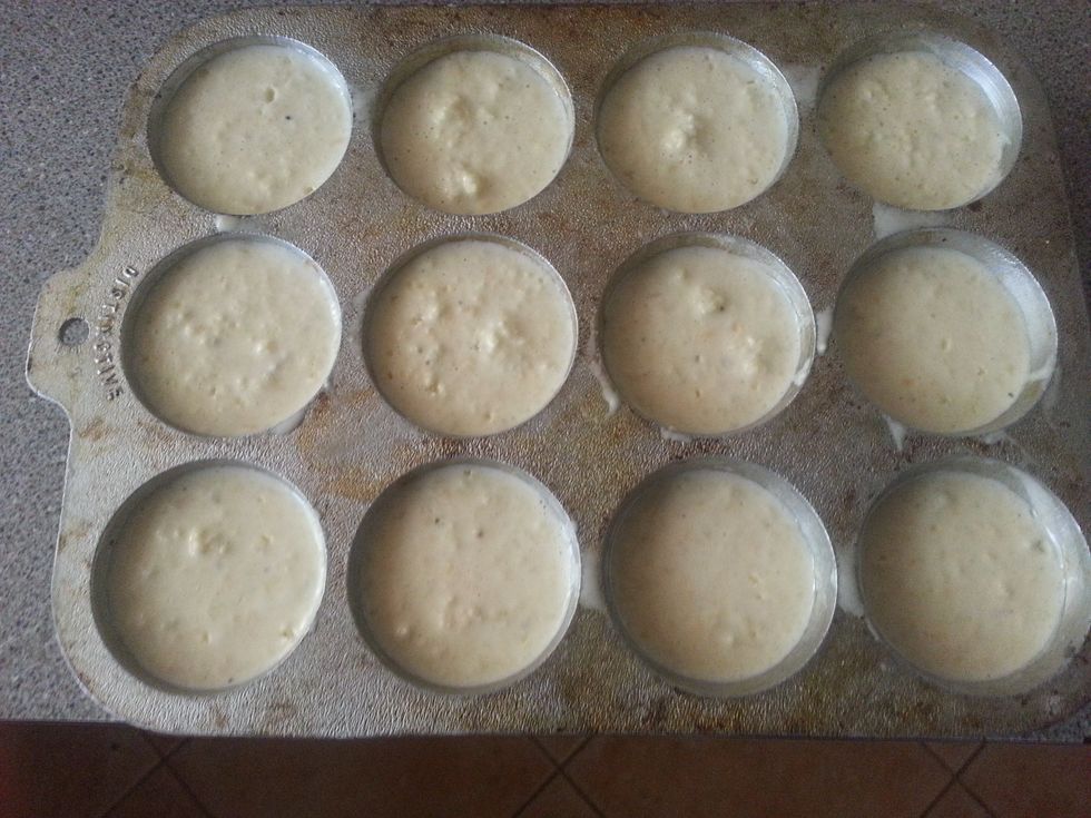 Pour the mixture till 3/4 full in each mold.