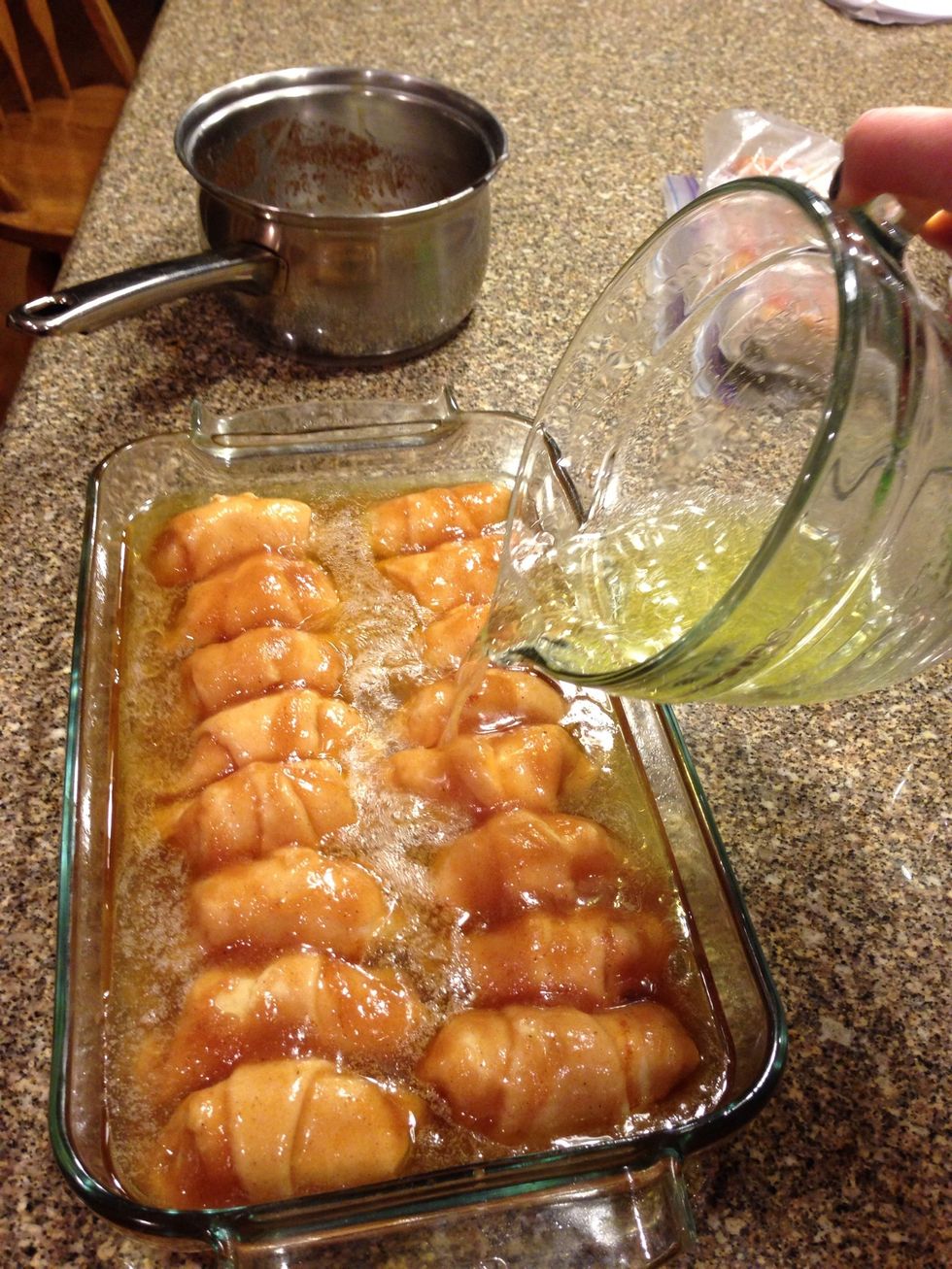 Pour the Mountain Dew over the whole dessert
